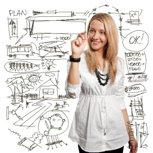 businesswoman writting something